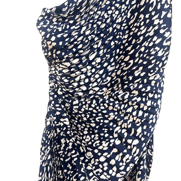 New Vici Ever After One Shoulder Ruched Maxi Dress Navy Cream  Medium - Picture 8 of 13